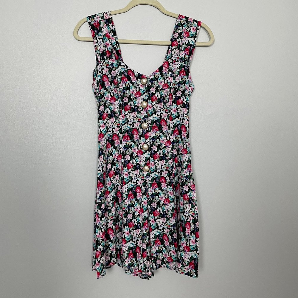 Vintage 1990's Spoiled Girls Floral Romper Play Suit Cottagecore Aesthetic